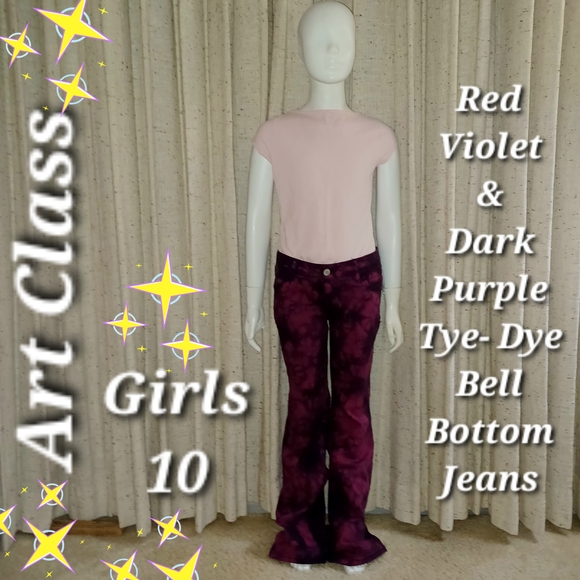 Art Class Red Violet & Dark Purple Tie-Dye Bell Bottom Jeans Girls 10 - Picture 1 of 1